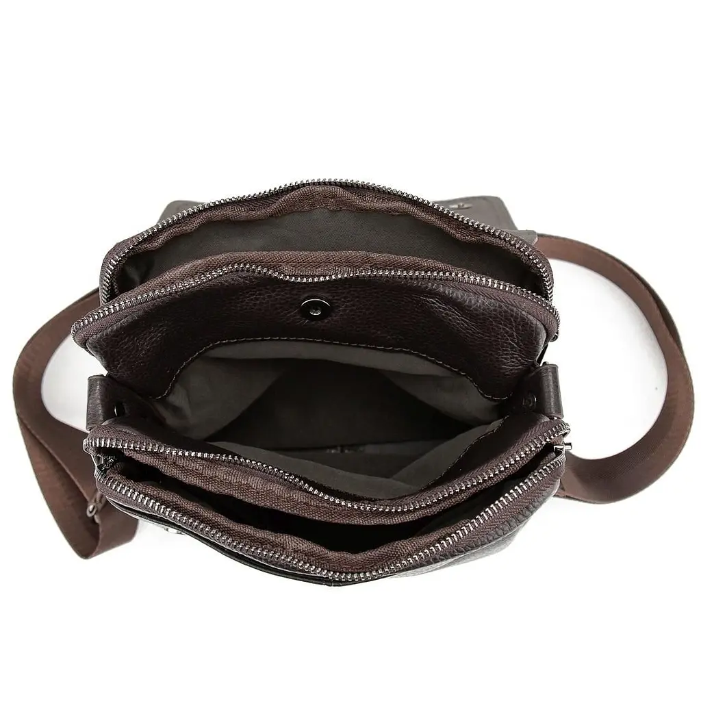 Шкіряний месенджер з клапаном на два відділи Tiding Bag M56-3508C коричневий - фото 10