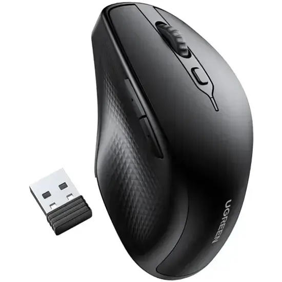 Мишка UGREEN 2.4GHz+Bluetooth MU101, бездротова, 4000dpi., 5кн., чорна - фото 4