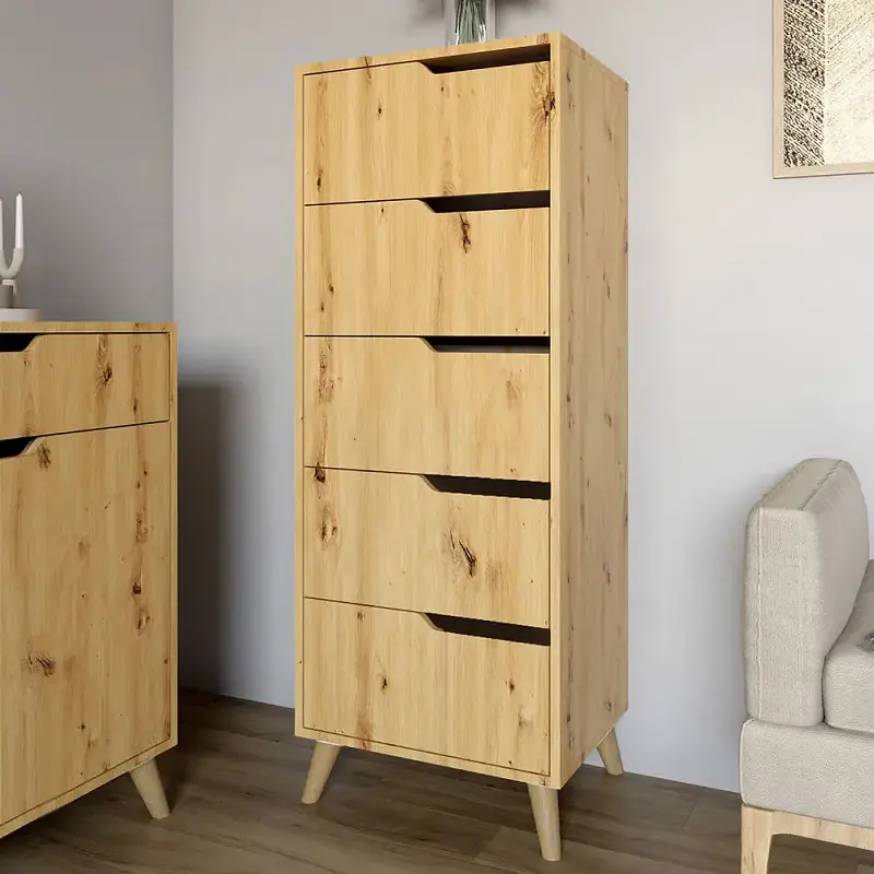 Комплект меблів для вітальні М-ЗОН Борн Дуб Артизан 5 предметів з ніжками кольору світлий горіх (MZN-031068) - фото 3