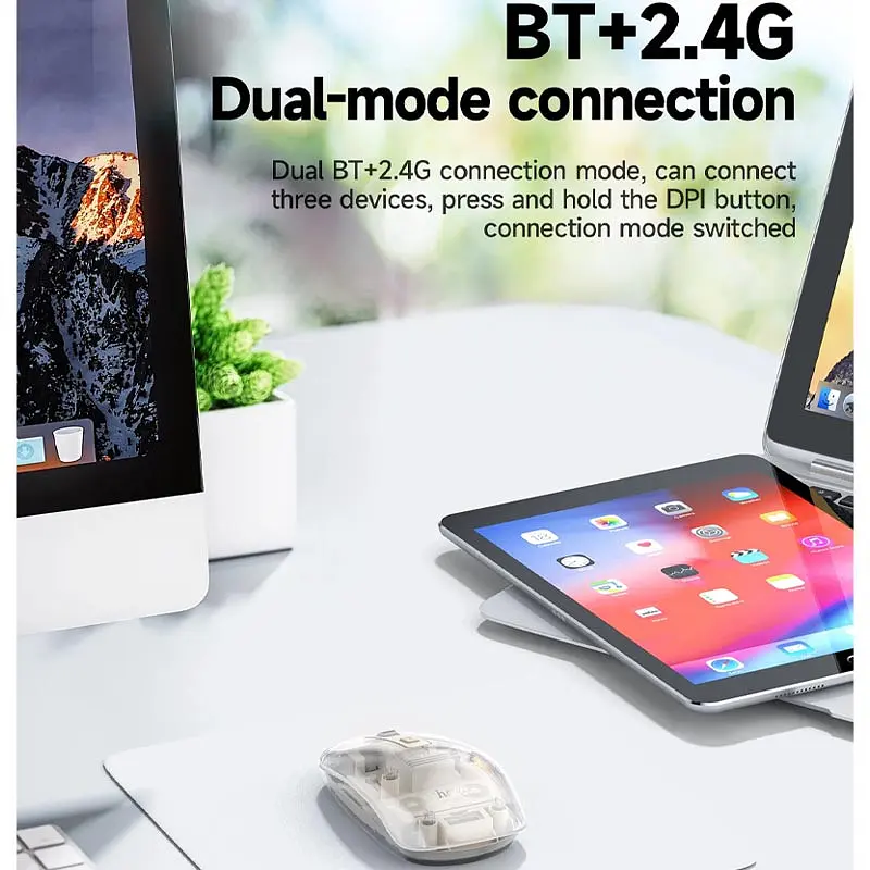 Миша бездротова Hoco GM29 Mysterios Bluetooth + 2.4G Dark Night Black - фото 2