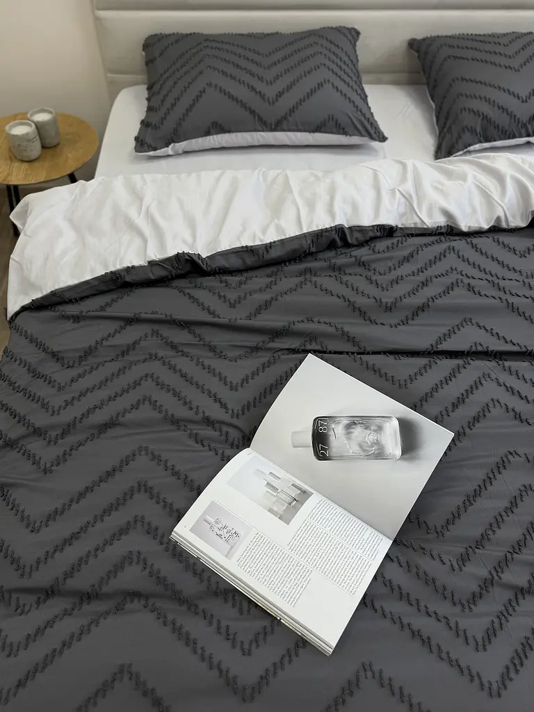 Комплект постільної білизни Ecotton Jaquard двоспальний Євро 210х215 сірий Grey (24555) - фото 8