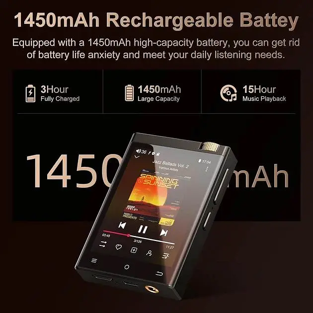 HIFI MP3 Audio плеєр Oilsky M308 LDAC DSD512 Hi-Res Lossless 80 ГБ MAX97720, Bluetooth, Wi-Fi, Android - фото 2