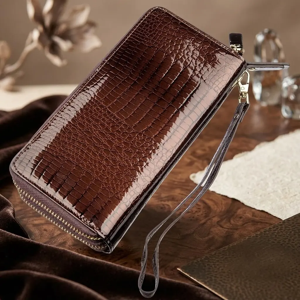 Жіночий лаковий клатч ST Leather 18908 коричневий - фото 3