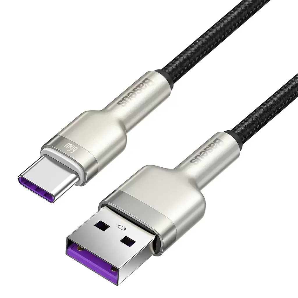 Кабель Baseus Cafule Series Metal Data Cable USB to Type-C 66W 1m CAKF000101 Black - фото 2
