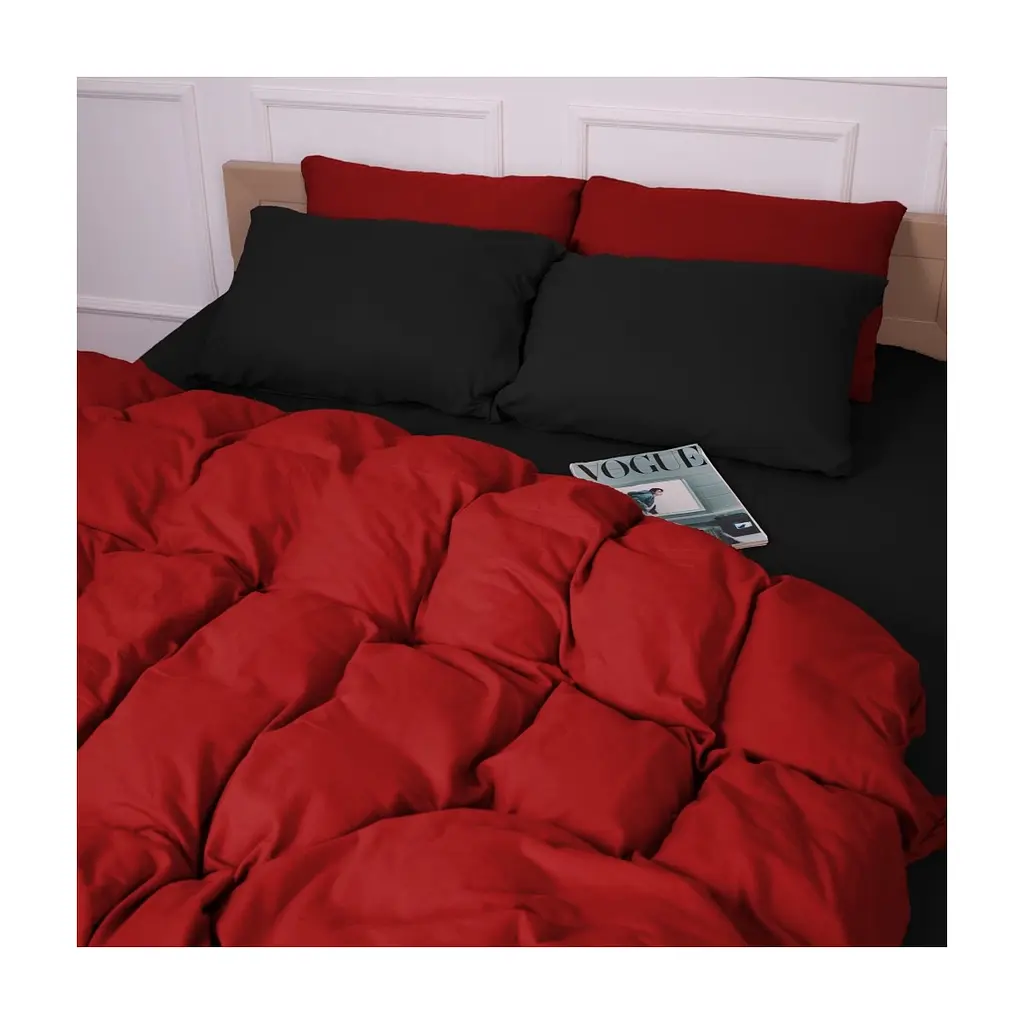 Постільна білизна MirSon 002-009 Black/Red Фланель 2x143x210 Сімейний (2200009656569) - фото 6