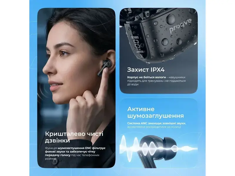 Навушники TWS Proove Tempo ANC Black (TWTM0001AP01) - фото 7