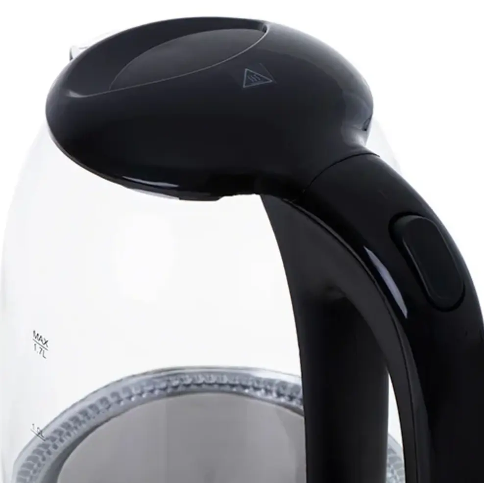 Скляний електрочайник Mesko MS 1302 Black, 1,7 л, 2200 Вт, з LED-підсвіткою, прихований нагрівальний елемент, чорний - фото 3