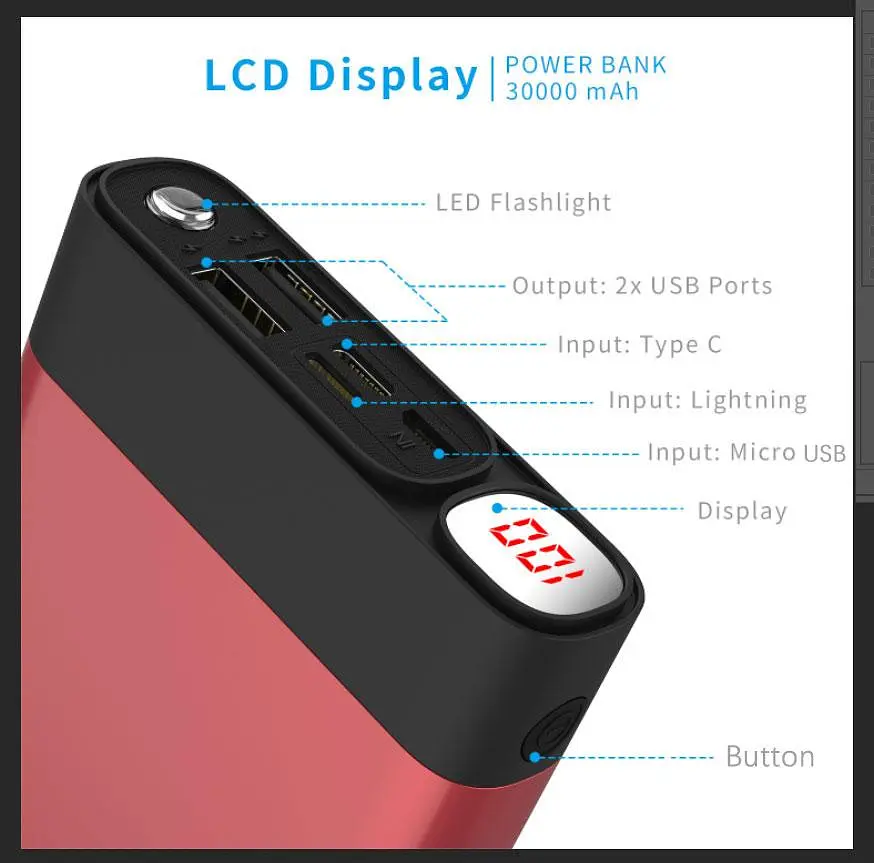 Зарядное устройство Power Bank Elefull 30000mAh PB-HOUMI-1W - фото 8