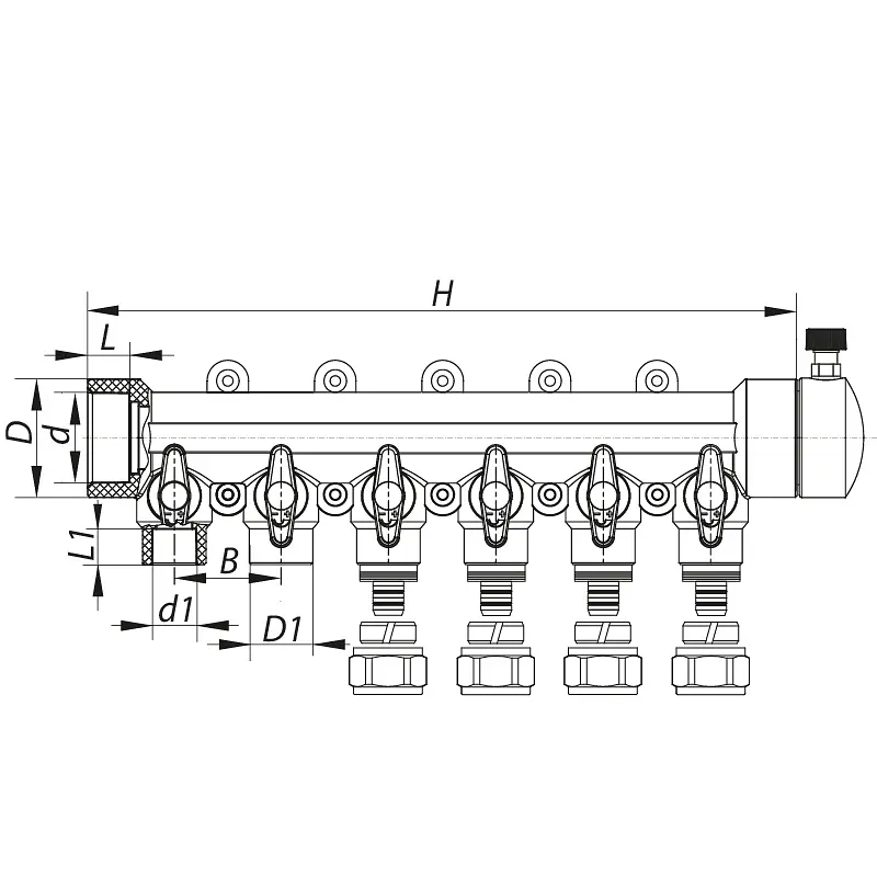 Колектор розподільний Koer 6-way з фітингом (40x20) PPR K0194.Pro KP2559 - фото 3