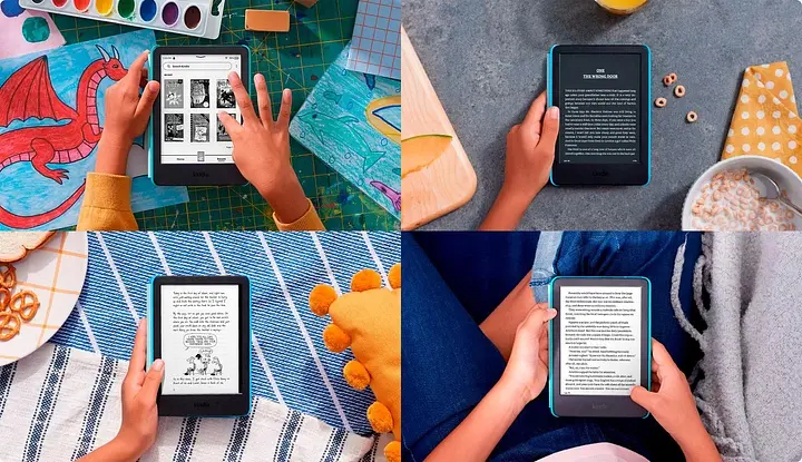 Електронна книга Amazon Kindle Kids 11th Gen 2022 Ocean Explorer, 16 ГБ, дисплей 6 E Ink Carta, антиблікове покриття, сенсорний екран, підсвічування, Bluetooth/Wi-Fi, веб-браузер, словник, 300 dpi, блакитна - фото 4