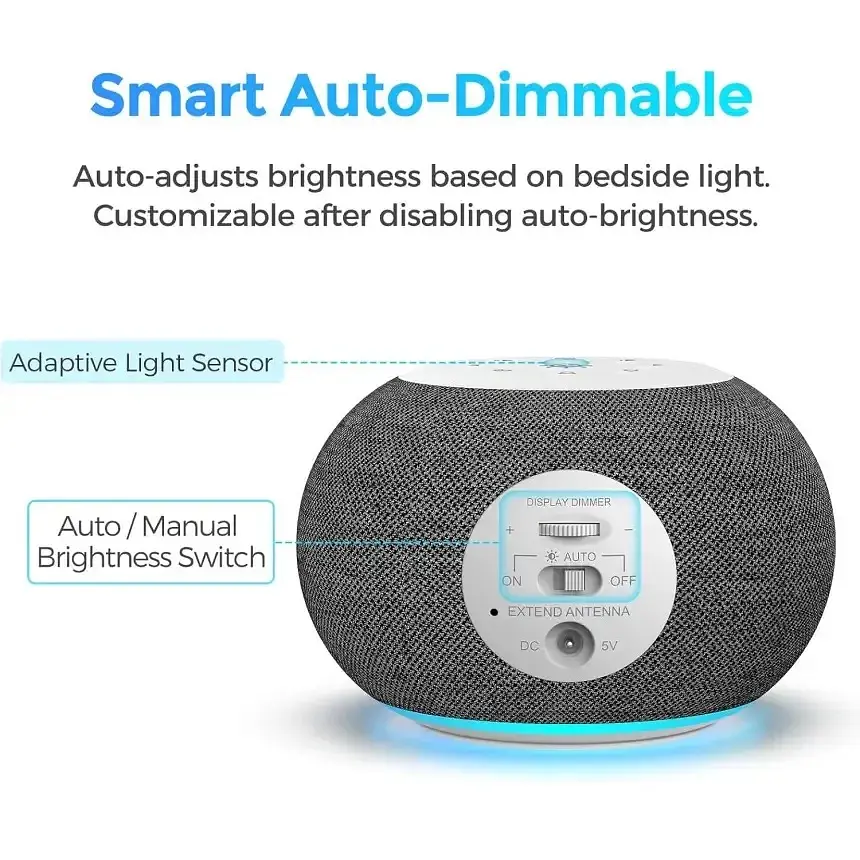 Радіобудильник Reacher R3L з автоматичним регулюванням яскравості для спальні чорний - фото 3