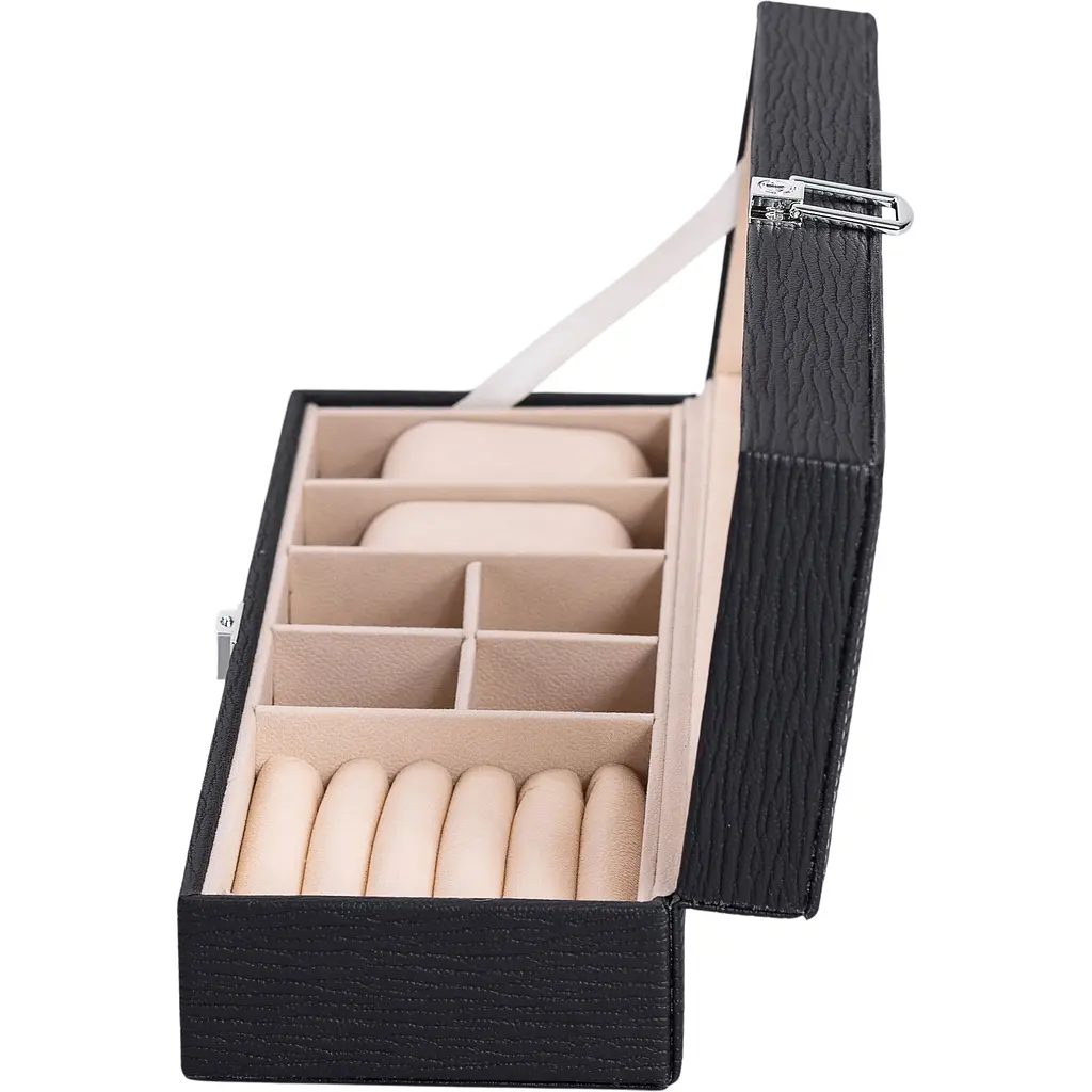 Скринька-органайзер для прикрас Yiwu із накидним замком 31x11x8 см чорна HP-5-5B - фото 4