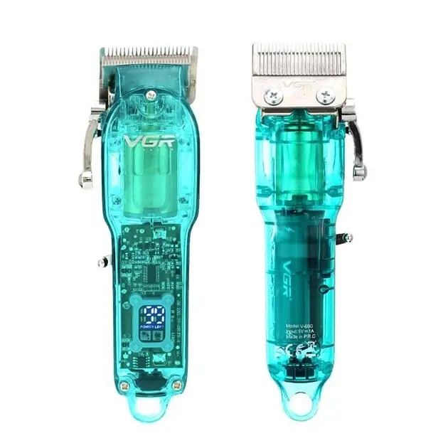 Професійна машинка для стрижки V-660 Professional Clipper Transparent Green • Акумуляторна машинка для волосся VGR V-660 - фото 3