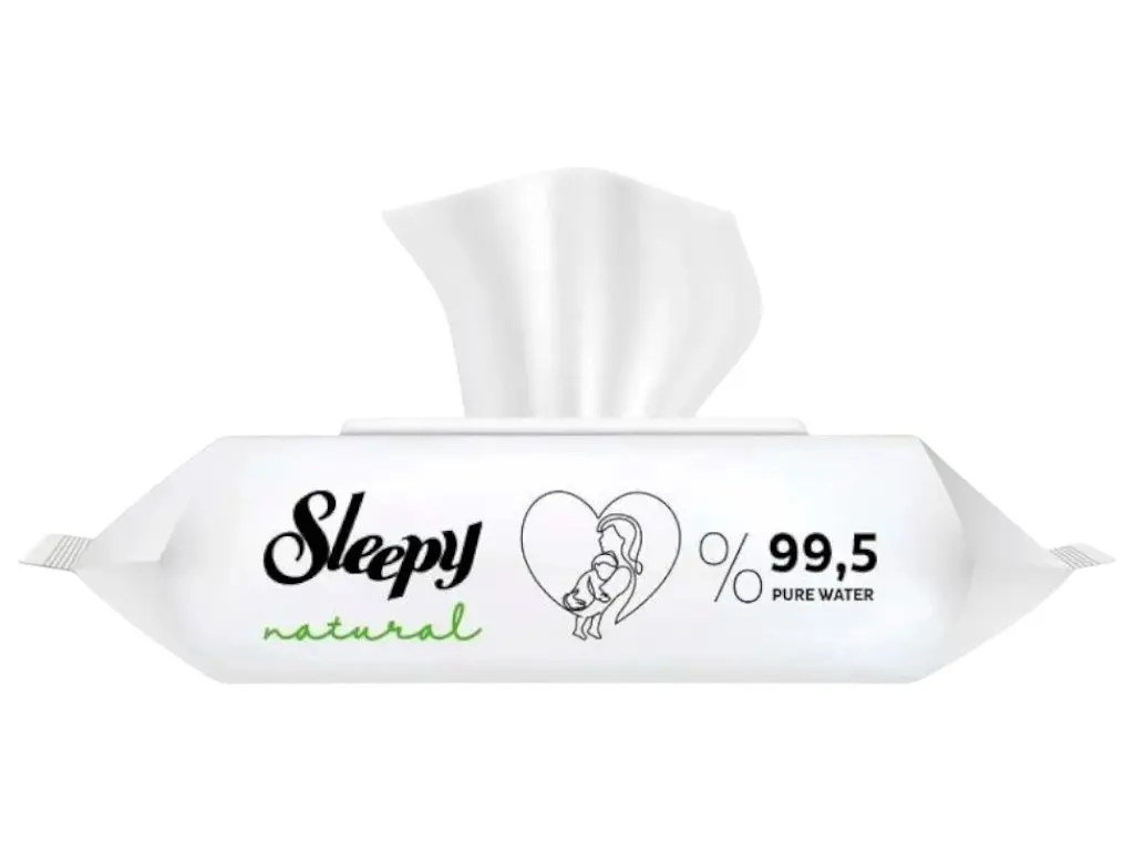 Вологі серветки для дітей Sleepy Naturаl Baby 60 шт. Безпечні серветки для немовлят. - фото 3