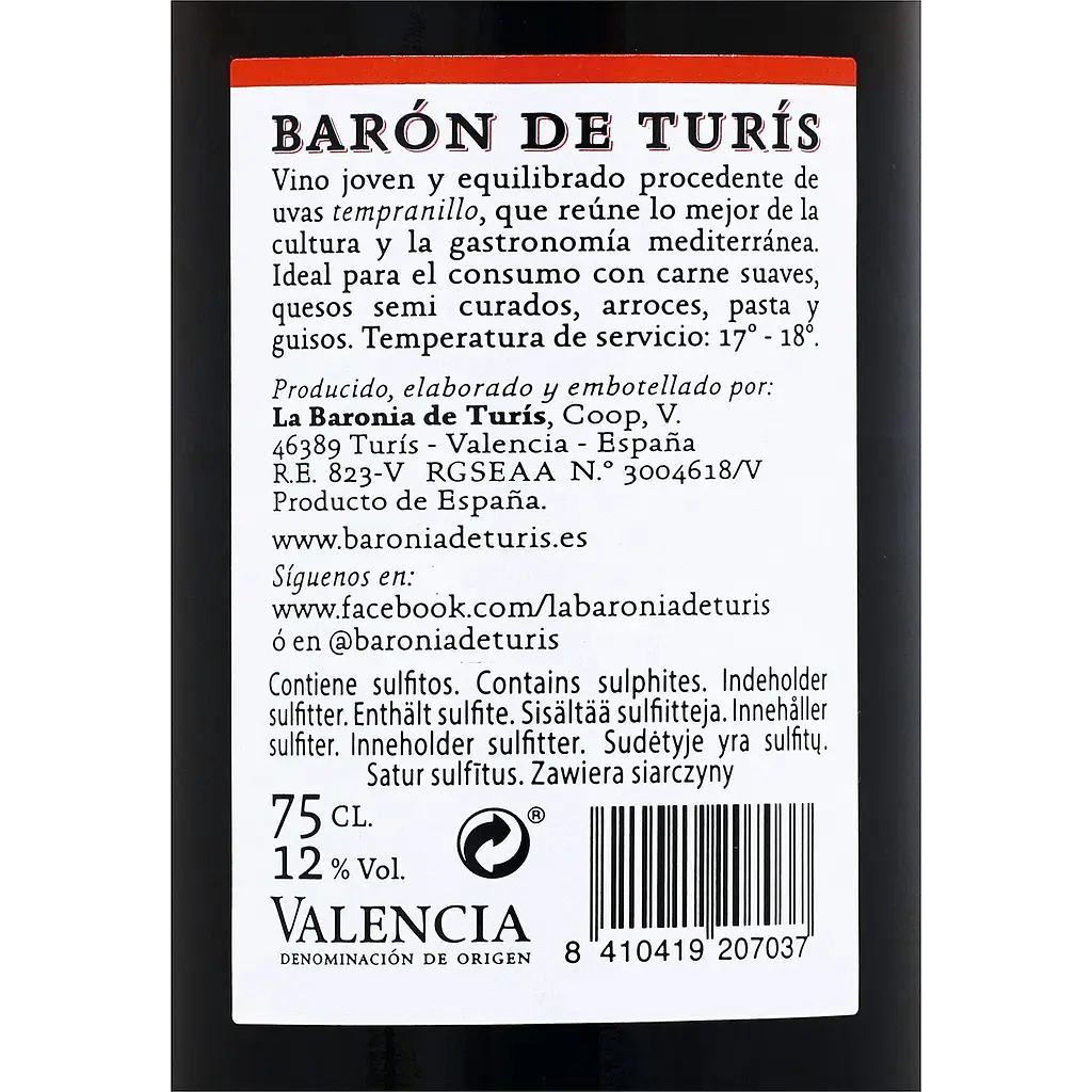 Вино Baron de Turis Red DOP Valencia червоне сухе 0.75 л - фото 2