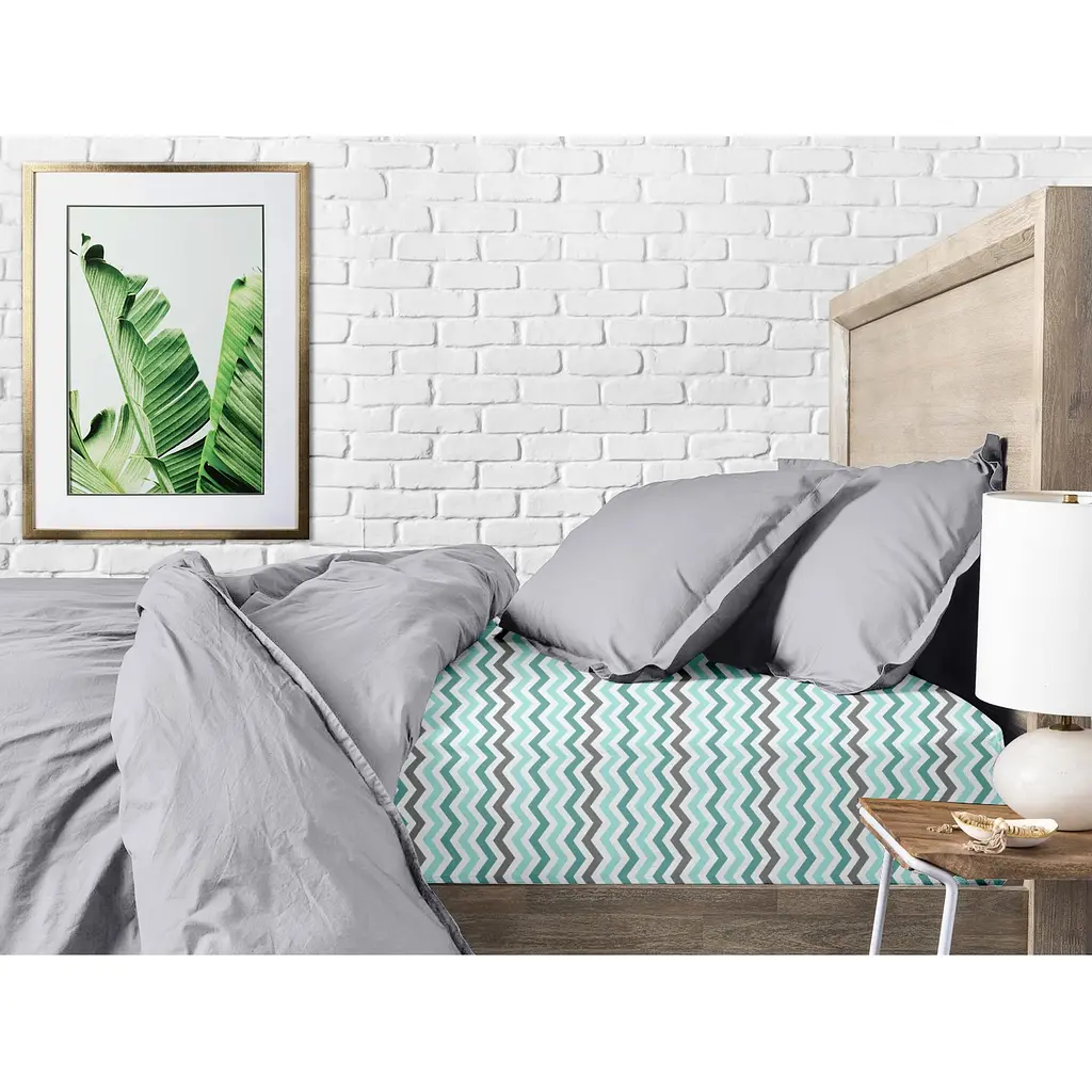 Простирадло на резинці Cosas Mint Zigzag 160х200х20 см (ZigMintGrey_160х200x20) - фото 4