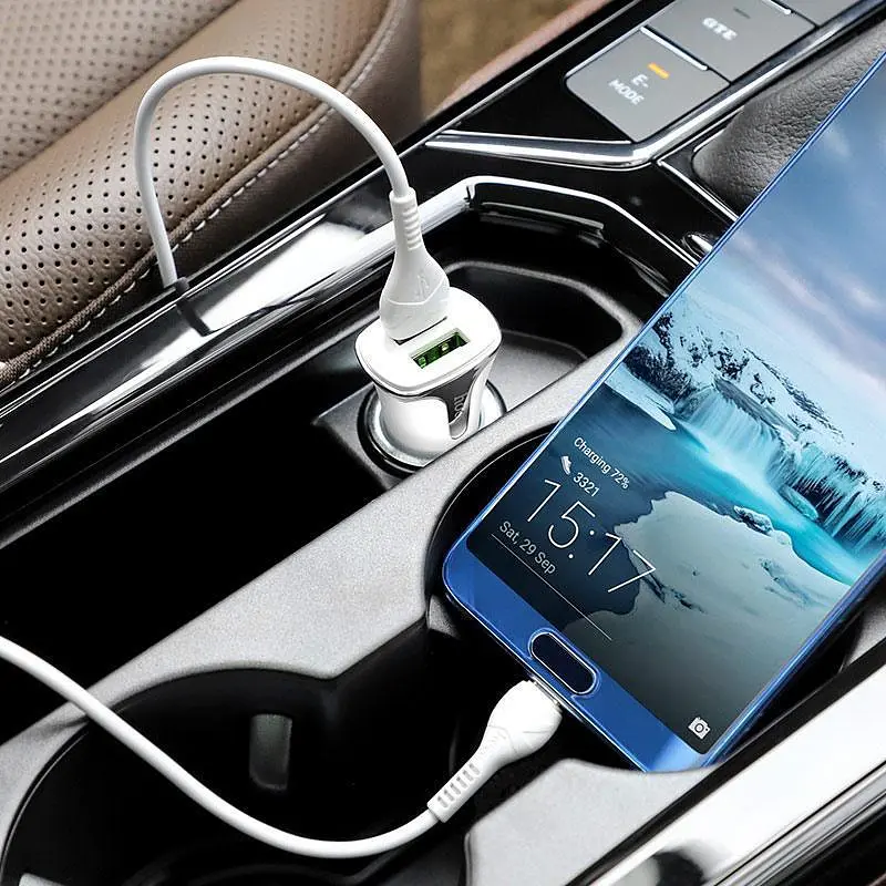 Автомобільний зарядний пристрій Hoco Z31 QC3.0 White 2 USB+ USB Cable Type-C - фото 2