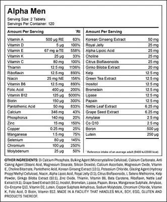Витамины и минералы Myprotein Alpha Men Super Multi Vitamin 120 таблеток - фото 2