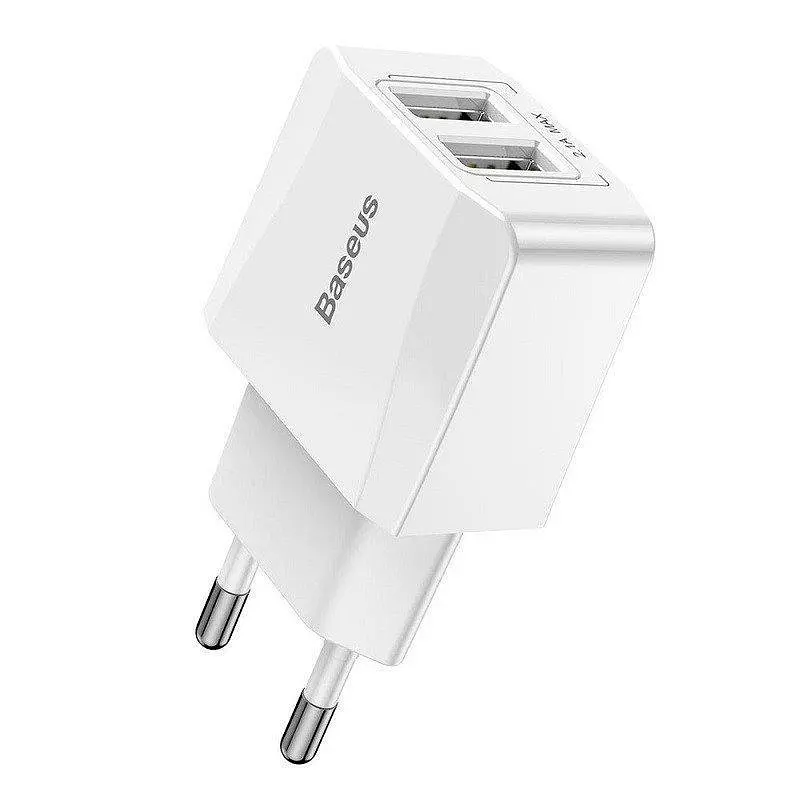Мережевий зарядний пристрій Baseus Xiaomini Dual-U 2USB 2.1A CCALL-MN02 White - фото 2