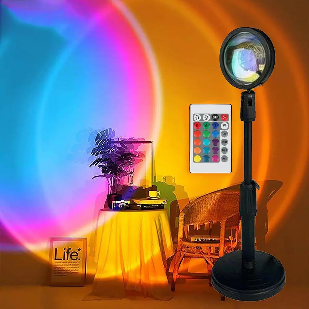 Світильник проекційний RGB з пультом на штативі USB проектор атмосферна лампа UKC Sunset Lamp - фото 2
