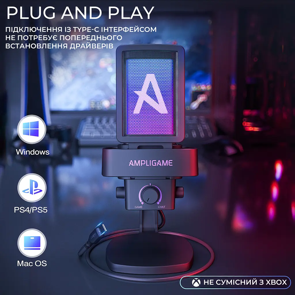 Мікрофон конденсаторний Fifine Ampligame USB Black (Q8PRO) - фото 13