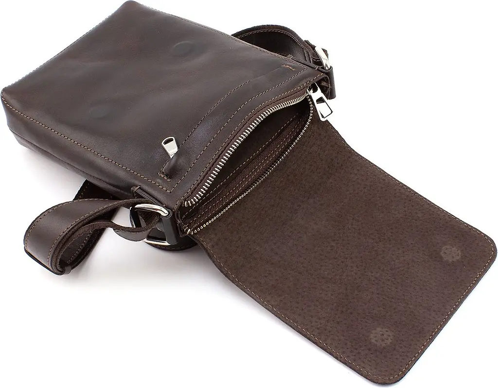 Чоловіча шкіряна сумка через плече GRANDE PELLE 20×15×5 см sum0022227 - фото 6
