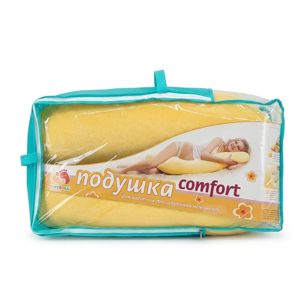 Подушка для вагітних і годування Лежебока Comfort рогалик 170 см велюрова Жовта - фото 3