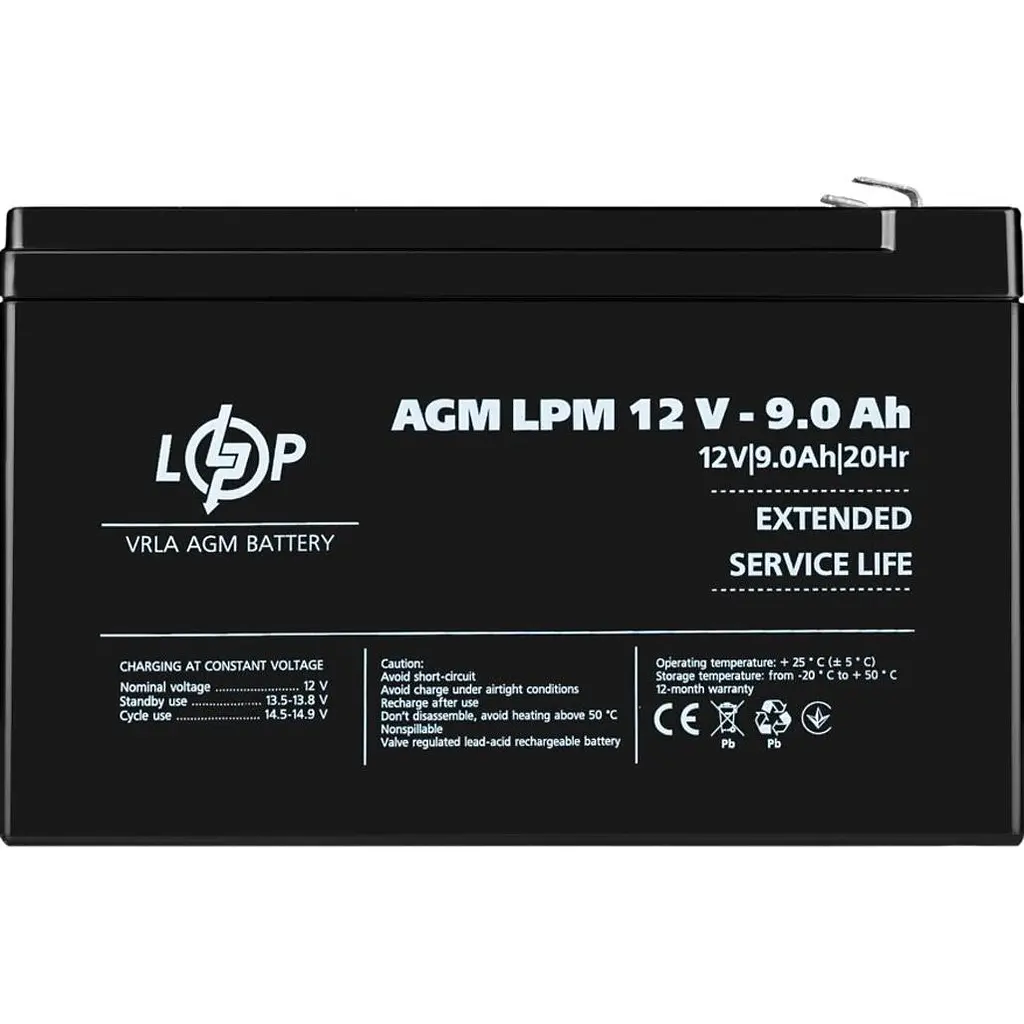 Акумулятор LogicPower AGM 12V/9Ah/108Wh [3866] [109164] - фото 2