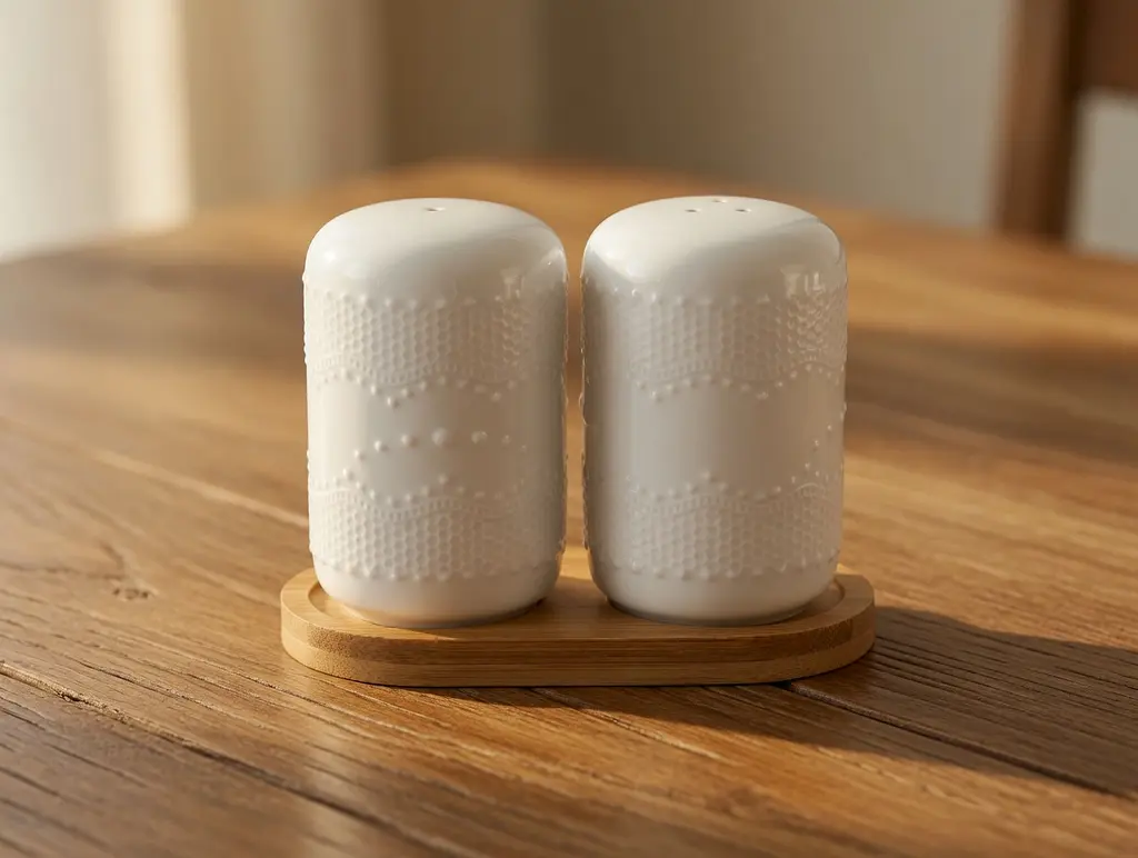 Набір для спецій сільничка та перечниця Grazie на дерев'яній підставці (PJ02563) - фото 2