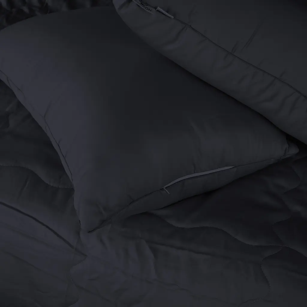Летний постельный комплект MirSon Line Satin Light Pro Black Хлопок Семейный (2200010977967) - фото 2