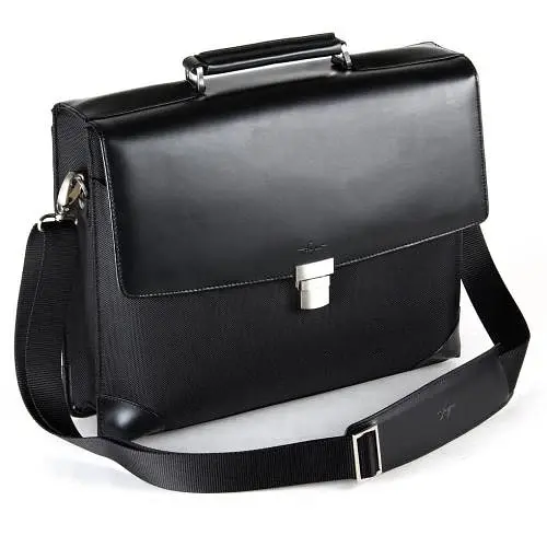 Портфель для ноутбука 14" Fouquet NBC-1002M, Black, ультраміцний нейлон 1680 Den, ручка та оздоблення з високоякісної шкіри