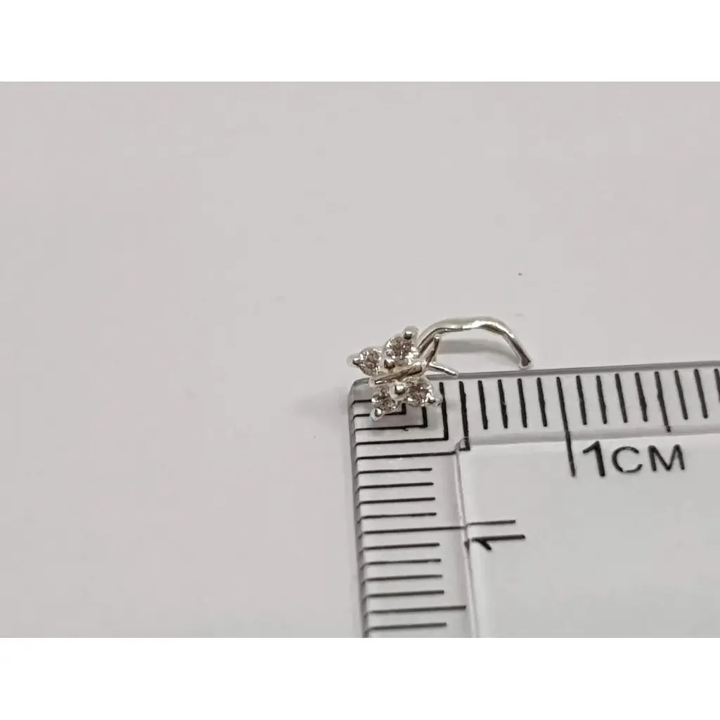 Срібна сережка-пірсинг в ніс Dear. 1041.1С Білий - фото 3