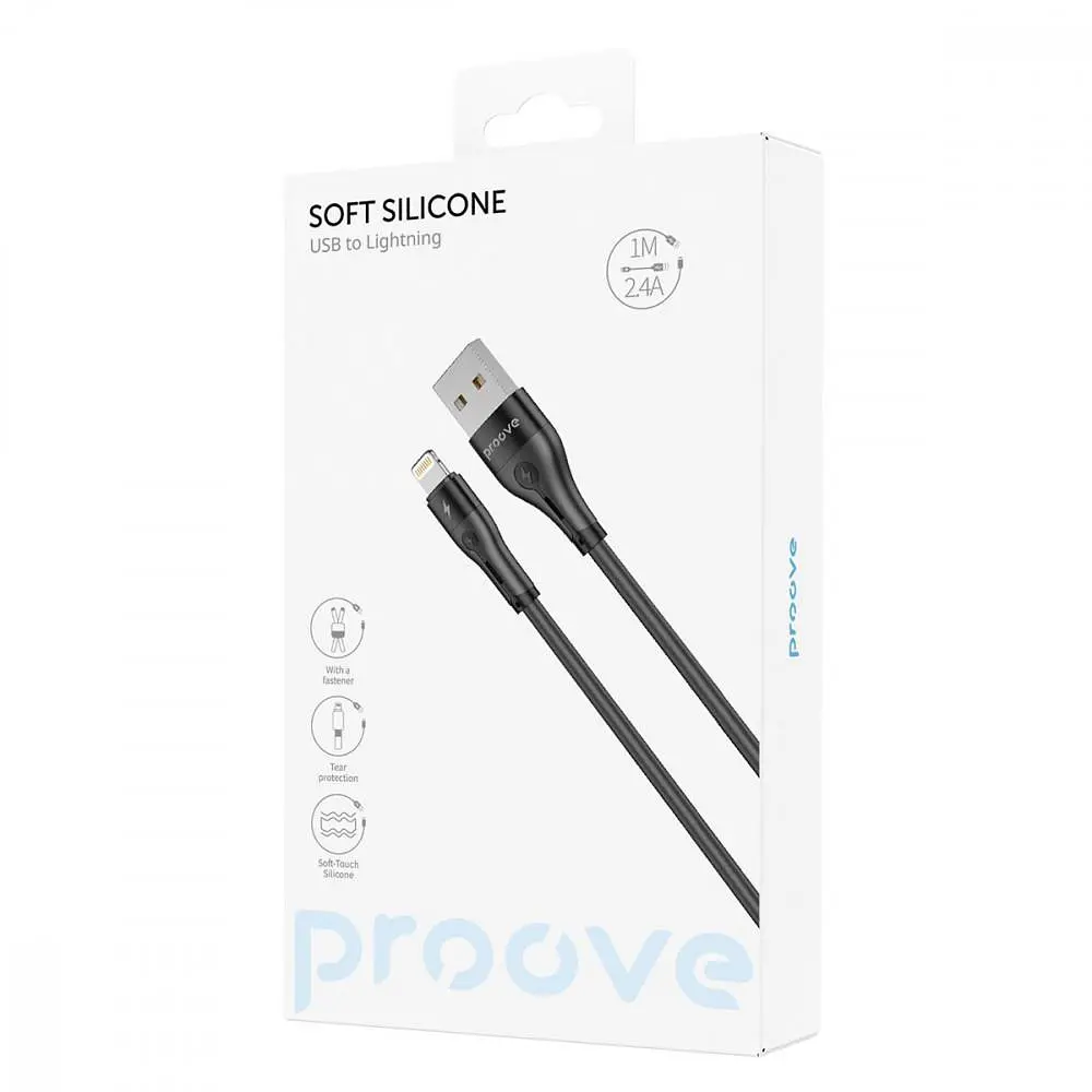 Кабель Proove Soft Silicone USB to Lightning 2.4A (1m) black - фото 5
