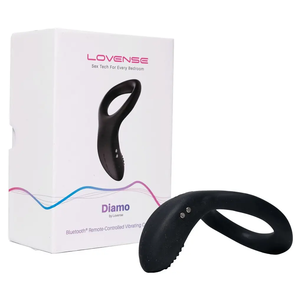 Віброкільце з керуванням зі смартфона Lovense Diamo Cock Ring, 11.3х4.4 см (чорний) - фото 6