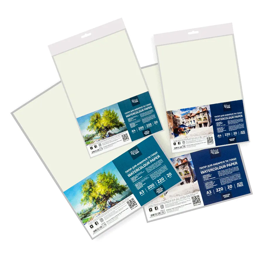 Папір для акварелі Rosa Studio (пакет) А3 29,7х42см 220г/м2 20л Середнє зерно - фото 3