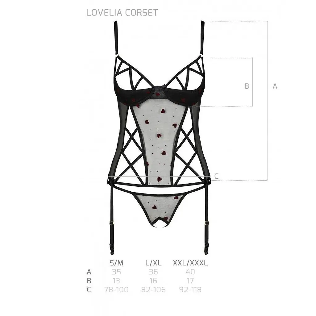 Корсет с подвязками + стринги Passion LOVELIA CORSet black L/XL - фото 6