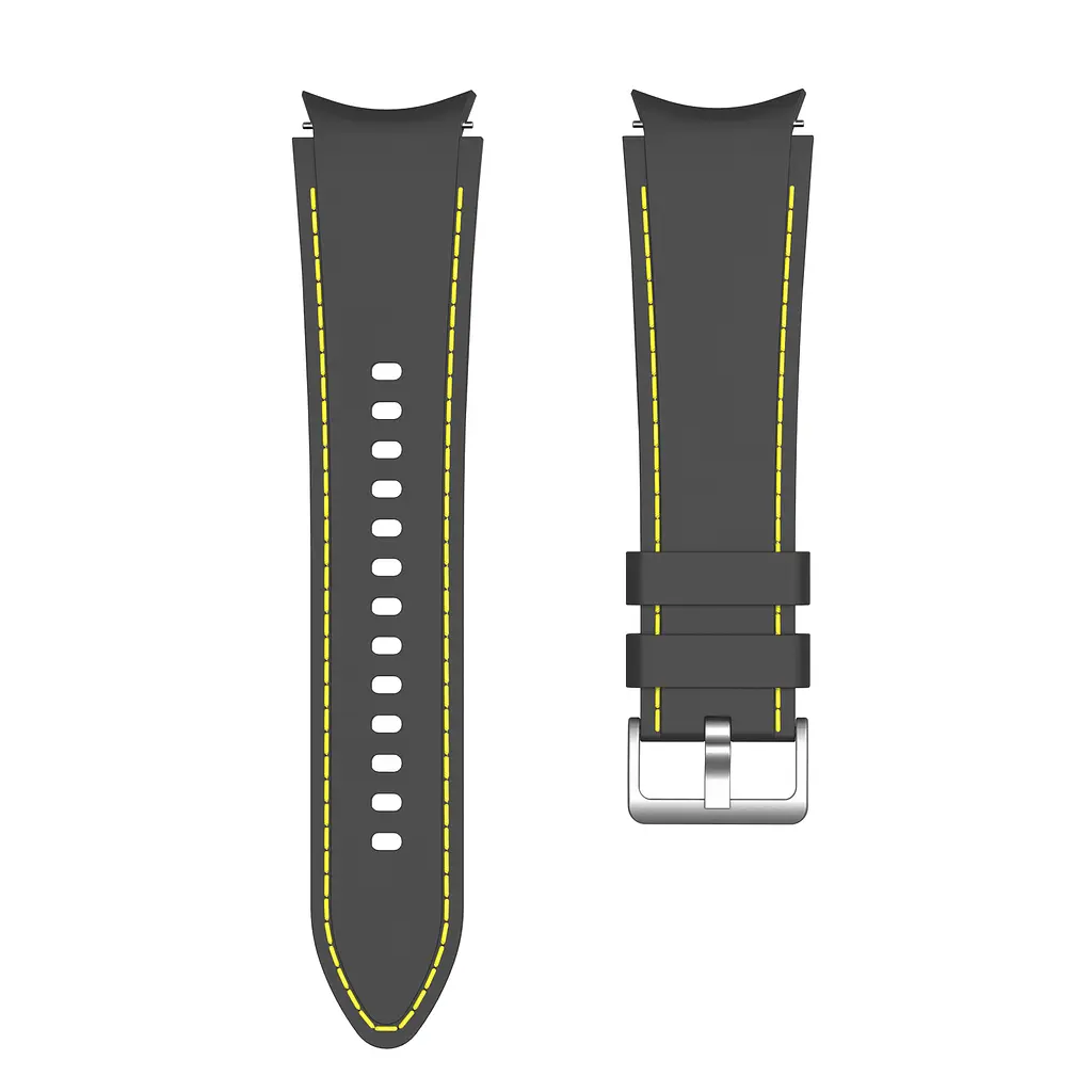 Ремешок для Samsung Galaxy Watch 6 40mm 6 44mm - черно-желтый ширина крепления 20мм силикон Watchbands RLine (W45-1WB94773942) - фото 4