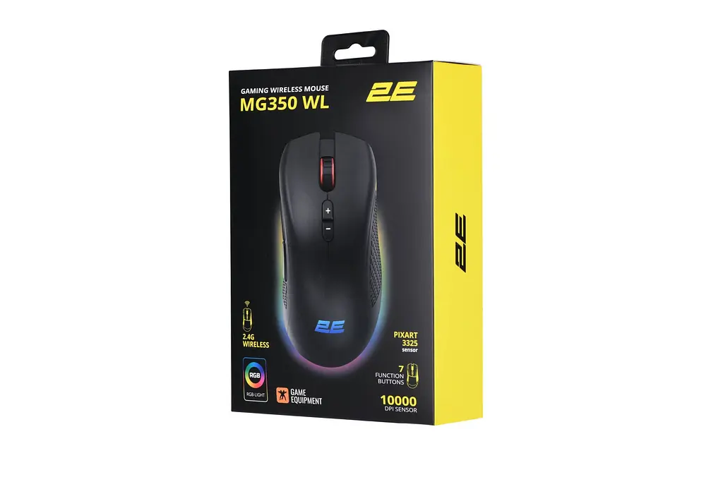 Ігрова бездротова миша 2E MG350 Black, RGB, USB-A/WL - фото 2