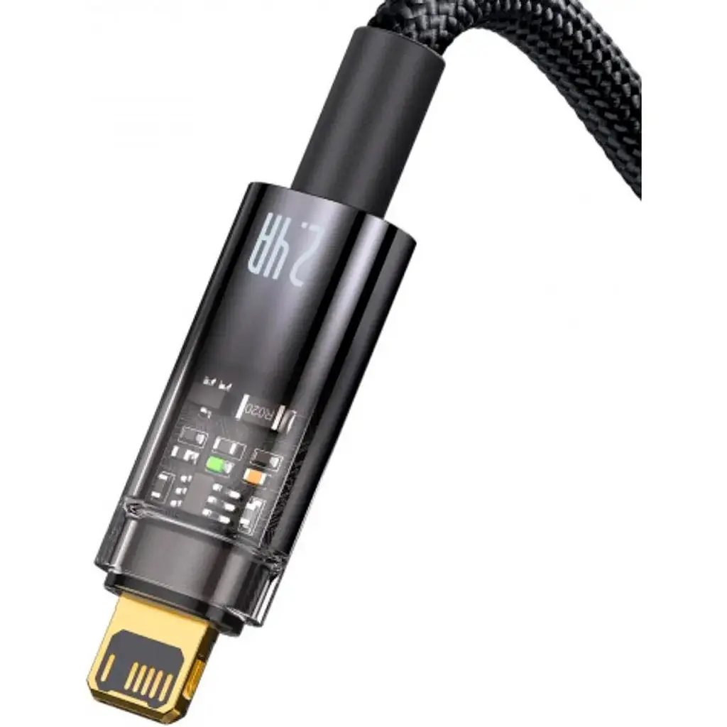 Кабель Baseus Explorer Series Auto Power-Off Fast USB to Lightning 2.4A 2m Black (CATS000501) [86021] - фото 3