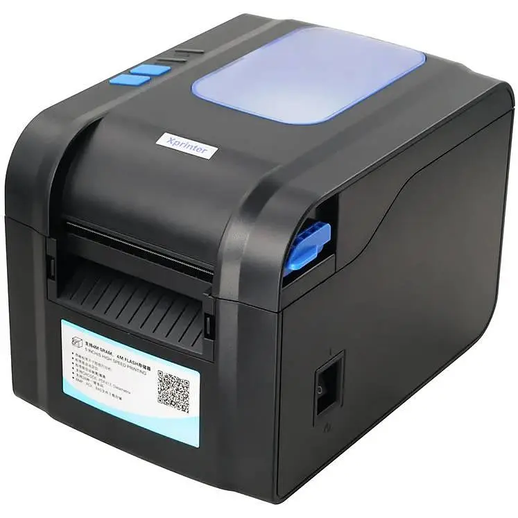Друкарка етикеток Xprinter XP-370B (термодрук, 152 мм/с, стрічка 82 мм, 203 DPI, USB+Serial, чорний) - фото 2