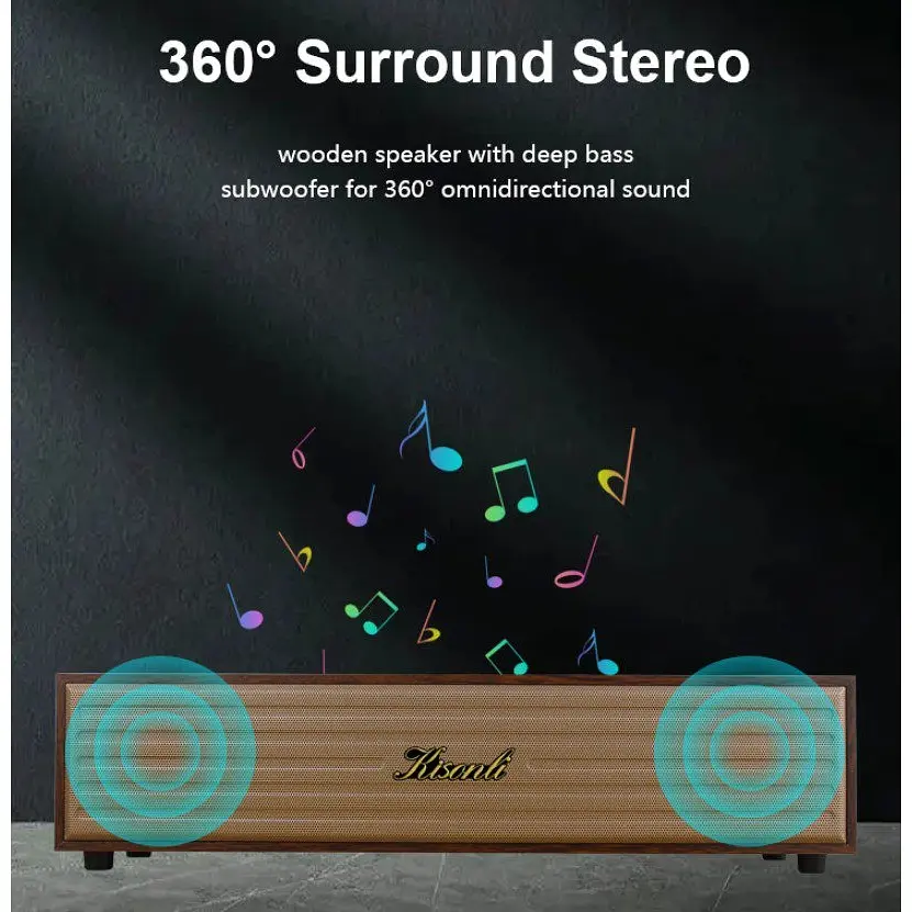 Портативна колонка ретро Kisonli G11A Bluetooth 1200mAh 10 Вт Wooden - фото 4