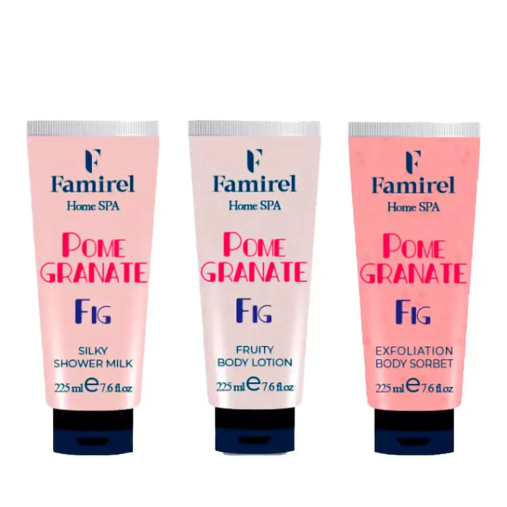Набір для душу Famirel Home Spa “Fig & Pomegranate” — ритуал ніжності та шовковистої шкіри (086226, 086066, 085960)