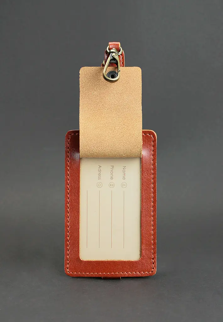 Шкіряна бірка для багажу Бланк-тег світло-коричнева - фото 3