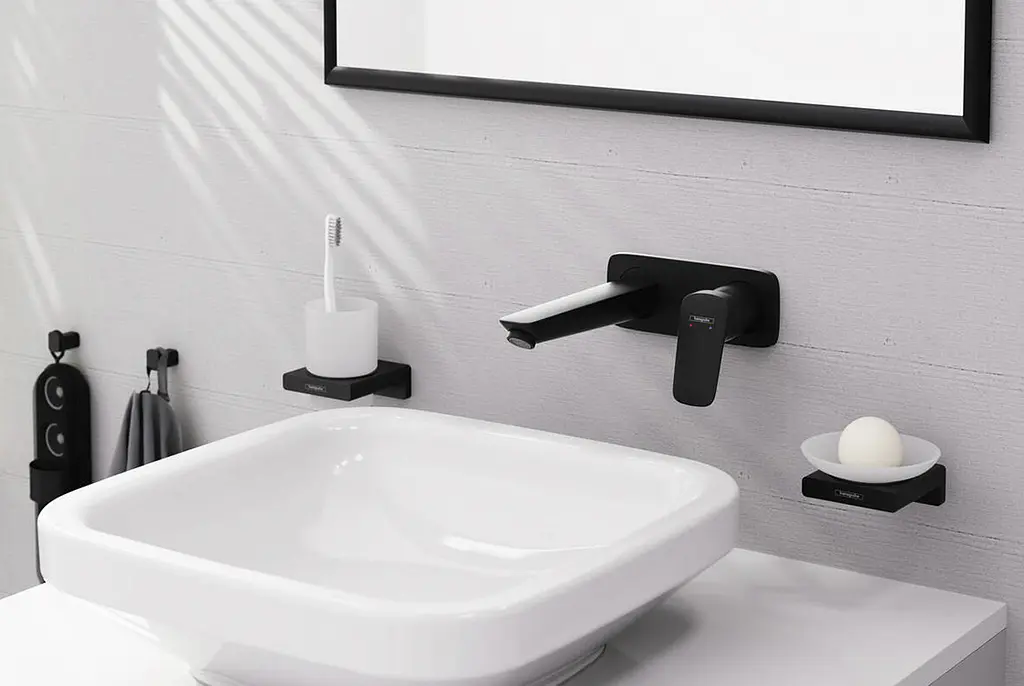 Змішувач для умивальника Hansgrohe Logis настінний matt black 71220670 - фото 2
