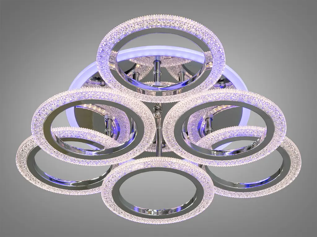 Стельова LED-люстра з пультом, диммером та кольоровим підсвічуванням Diasha 2408/3+3HR LED 3color dimmer - фото 2