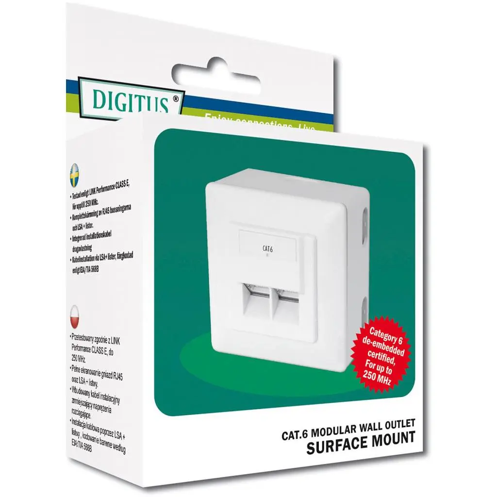 Комп'ютерна розетка Digitus 2xRJ45 STP, cat. 6, для відкритої проводки (DN-9006-N) - фото 8