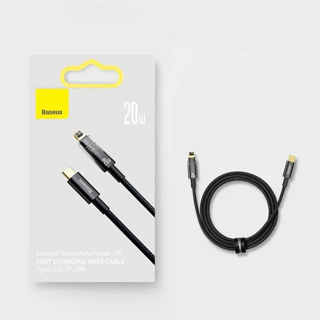 Кабель Baseus Explorer Series Auto Power-Off Fast Charging Data Cable Type-C to Lightning 20W 1 м Черный - фото 2