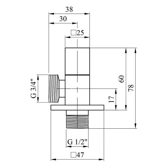 Кран приборный угловой Karro KR-03122А латунь 1/2"х3/4" Хром 30412 - фото 2