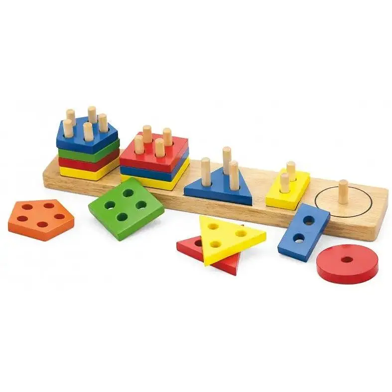 Пирамидка Viga Toys Геометрические фигуры деревянная логическая (58558) - фото 2