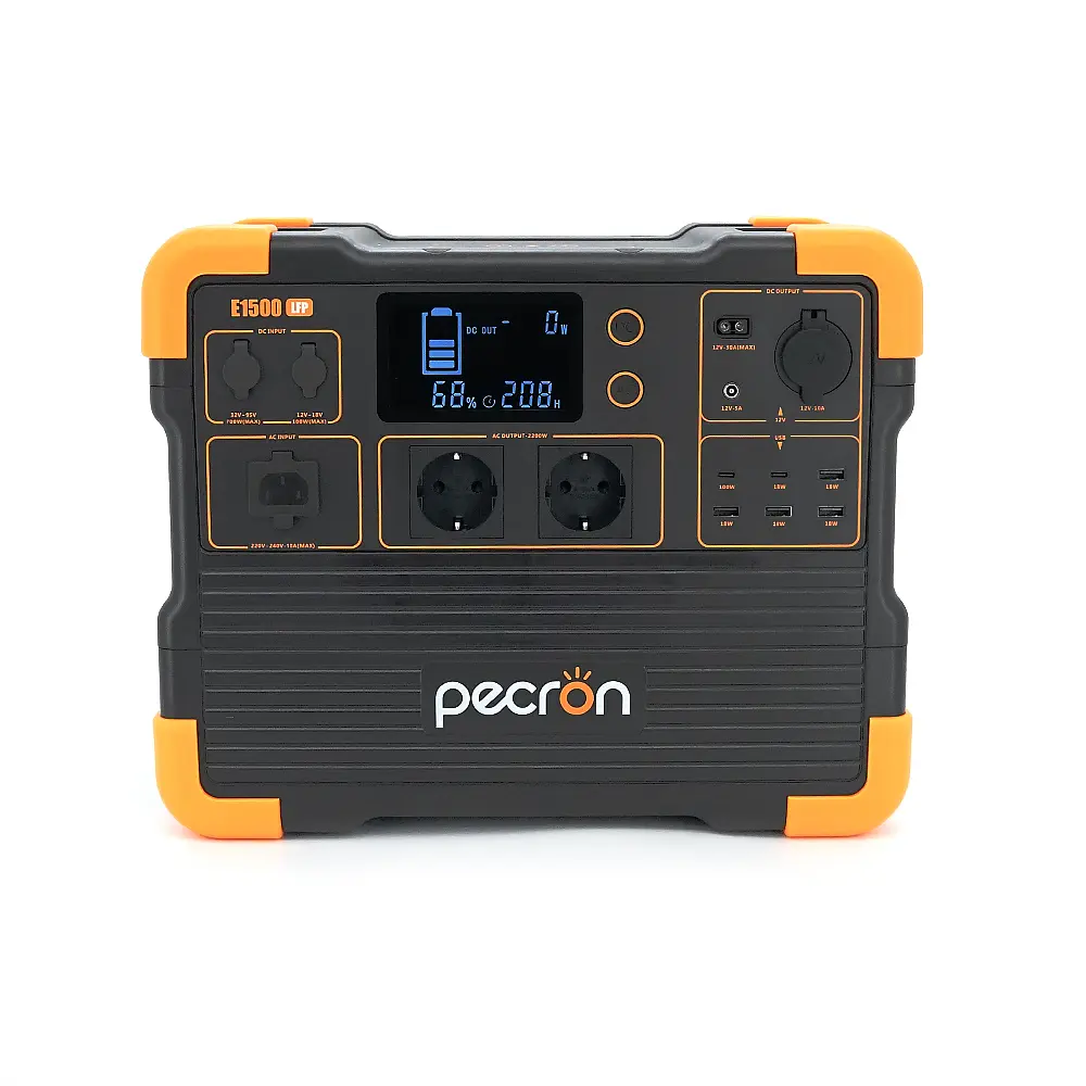 Power station Pecron E1500LFP APP Control, 1536/2200Wh LiFePO4, MPPT VOC 32-95 В, DC12V-5A, XT60-12V-30A, 2хAC 220, 4xUSB-18W, 2хUSB-C(100W), wireless 15W, charge 120min, 377×237×305mm, 18.2kg - фото 2